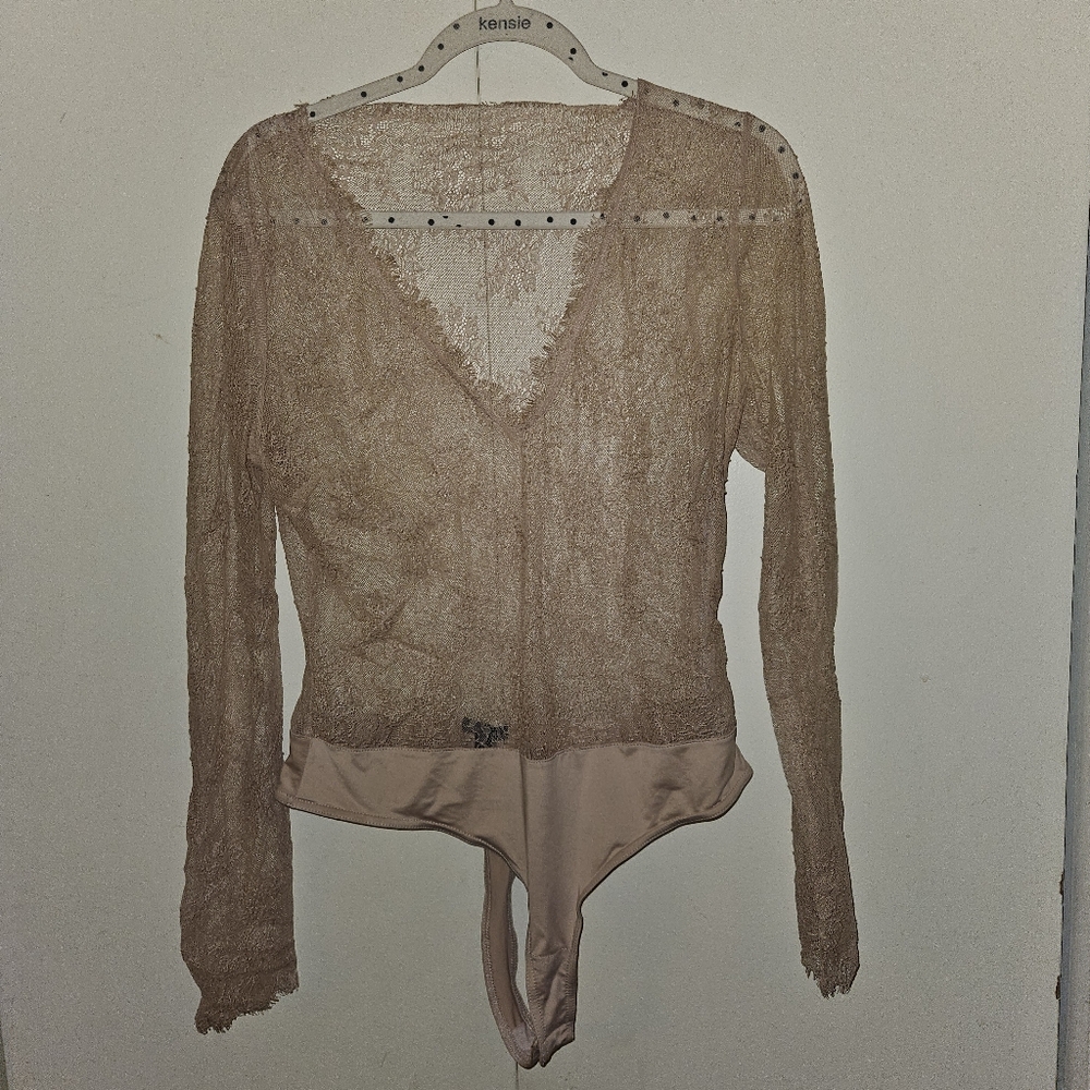 Bodysuits Lace And Jersey Sheer Long Sleeve Crafted with Lace details